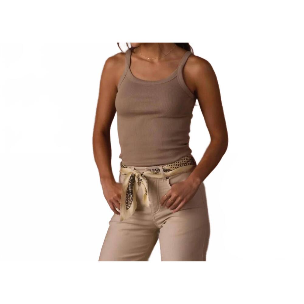 NEW THE NORMAL BRAND rib tank top in color: fawn